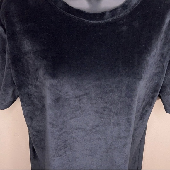 Large Double Zero Black Velour Tee Stretch Short Sleeve Goth Comfortable Casual - Picture 8 of 12